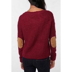 BDG Maroon Crew Neck Elbow Patch Sweater M